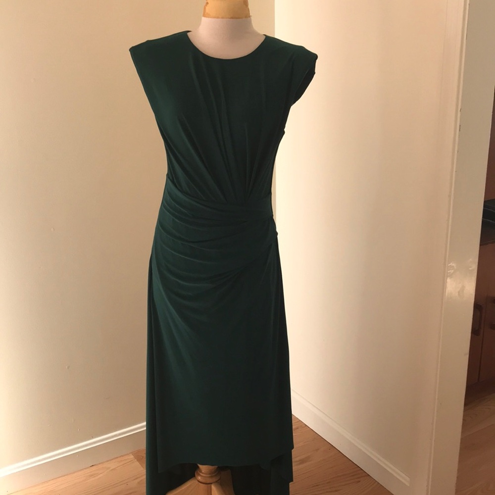 New! Premier Amour SZ 6 holiday green high low faux wrap dress.